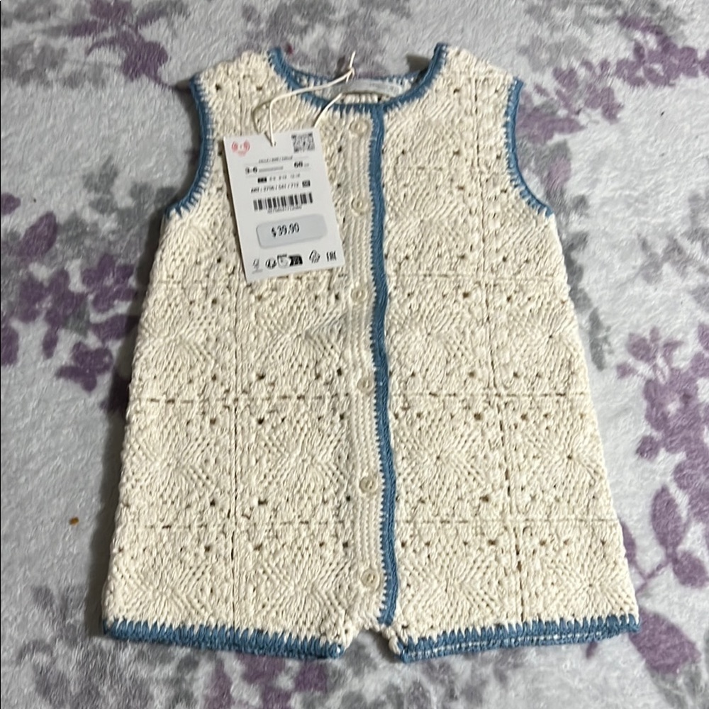 Zara Cream and Blue Kids One Piece